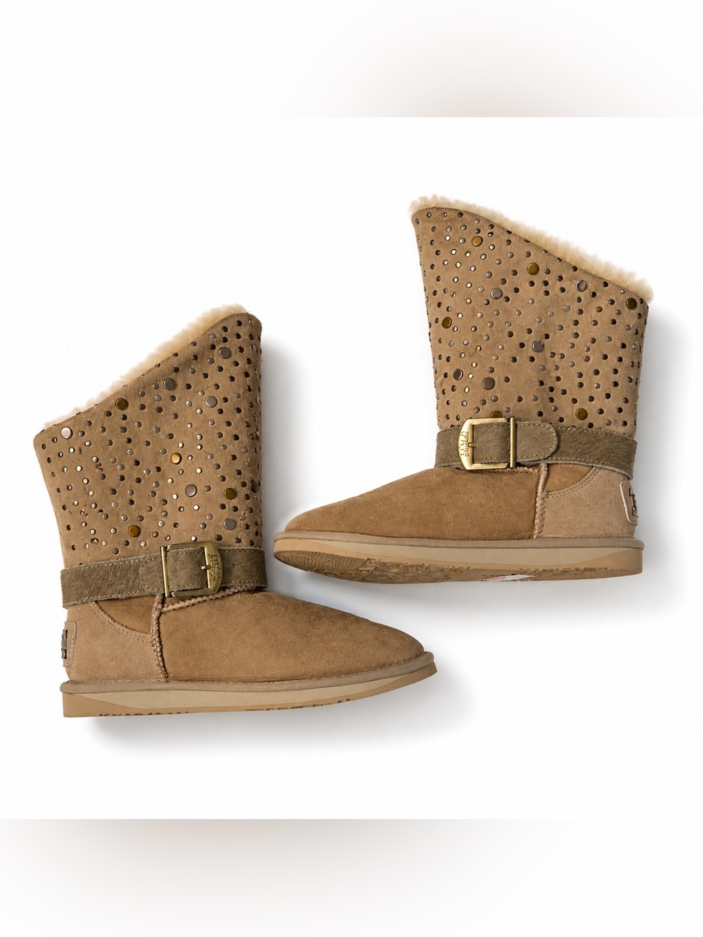 Australia Luxe Collective Sheepskin Studded Boots Tan Size 8 New